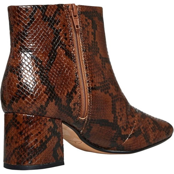 Clarks Sheer Flora 2 Ankle Boots Dark Tan Brown Snake print leather booties 6.5 - Picture 2 of 12